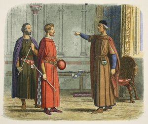 Koning Edward I bedreigt de Lord Marshal door James William Edmund Doyle