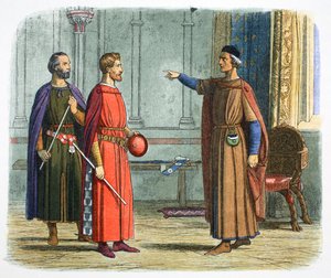 Koning Edward I bedreigt de Lord Marshal door James William Edmund Doyle
