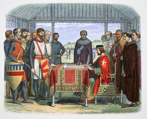 Koning Jan ondertekent het Grote Handvest, Runnymede, Surrey door James William Edmund Doyle