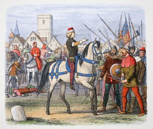 Koning Richard II ontmoet de rebellen in Smithfield, Boerenopstand, 1381