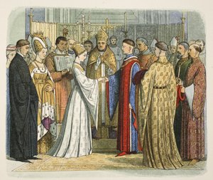 Huwelijk van Hendrik V en Catherine van Frankrijk, 2 juni 1420, uit A Chronicle of England BC 55 to AD 1485, uitgegeven Londen, 1863 door James William Edmund Doyle