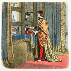 Ontmoeting van Edward IV van Engeland en Lodewijk XI van Frankrijk in Picquigny, Frankrijk, 1475 door James William Edmund Doyle