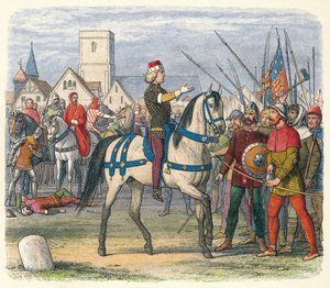 Richard neemt het bevel over de rebellen, 1381, 1864 door James William Edmund Doyle