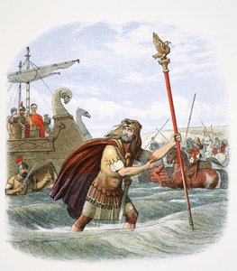 De Romeinse standaarddrager van het 10e legioen landt in Brittannië, 55 v.Chr., 1864