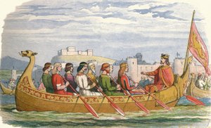 De schuit van Edgar bemand door acht koningen op de Dee