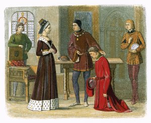 De graaf van Warwick onderwerpt zich aan koningin Margaret door James William Edmund Doyle