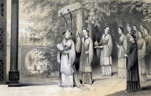 De keizerin en haar gevolg op weg naar de tempel vanuit het moerbeibos, 1847