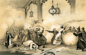 De huidige keizer van China als jonge man, redt het leven van zijn vader..., ca. 1796-1804, 1847 door James William Giles