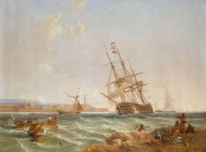 De Grote Haven van Malta vanaf Corlandine Point door James Wilson Carmichael