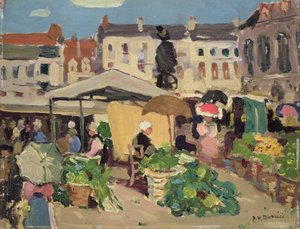 Marktscène door James Wilson Morrice