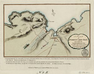 Een plan van Fishguard Bay waar de Fransen 1200 man landden op 22 februari 1797 en zich overgaven aan Lord Cawdor op de 24e door James and Laurie Robert (1755 1836) Whittle