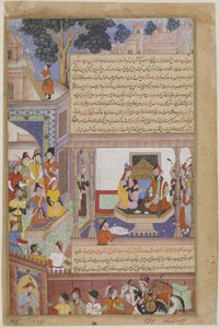 Kublai Khan en zijn keizerin op de troon, uit een Jami al-Twarikh (of Chingiznama) door Jami Jami