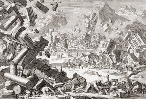 Aardbeving van 1667 in Dubrovnik, Kroatië door Jan (after) Luyken