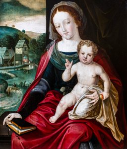 Maagd en kind met de heilige Catharina, Johannes de Doper en donoren door Jan (c.1472-c.1533) Gossaert