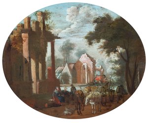 Vervallen kasteel door Jan (follower of) Brueghel