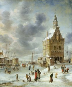 De stadspoort van Hoorn door Jan Abrahamsz. Beerstraten