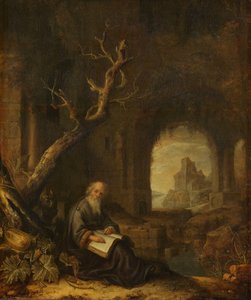 Een kluizenaar in een ruïne door Jan Adriaensz. van Staveren