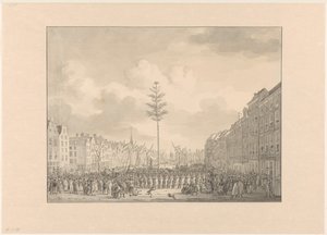Vrijheidsboom op de Grote Markt te Rotterdam, 1795 door Jan Anthonie Langendijk Dzn (possibly)