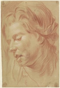 Hoofd van een vrouw met half-geopende mond door Jan Anton Garemyn