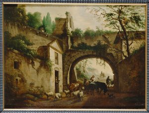 De Boog van San Lazzaro in Rome ... (schilderij op doek)