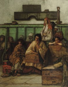 De vrouwenbank in de synagoge van Praag, 1855 door Jan August Hendrik Leys