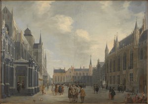 Burgplein in Brugge, 1672 door Jan Baptist van Meunincxhove