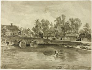 Man Vist in Rivier Nabij Dorp