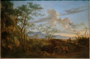 Zuidelijk landschap met herders en schapenkudde