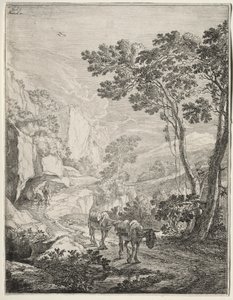 De twee muilezels. Rocca Aquatico bij Ancona door Jan Both
