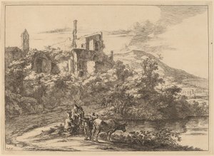 Twee koeien bij de rivier in Tivoli
