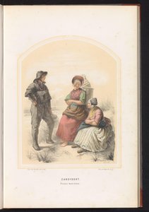 Klederdracht van Zandvoort in Noord-Holland, 1857