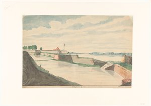 Fort Kranganoor bij Cochin door Jan Brandes (signed by artist)
