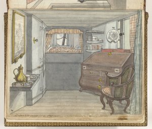 Hut van de chirurgijn op het VOC-schip de Stavenisse door Jan Brandes