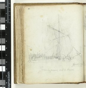 Javaanse prauw met twee stuurriemen door Jan Brandes