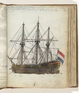 Oost-Indiëvaarder voor anker door Jan Brandes