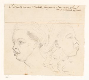 Portret van een Boeginees Portrait van een Maleits, bougenees, of maccassars karl van de Celebische eylanden. door Jan Brandes