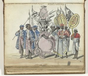 Singalese militairen in dienst van de VOC en gezanten van de koning van Kandy door Jan Brandes