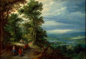 Rand van het Bos De Vlucht naar Egypte, 1610 door Jan Brueghel the Elder