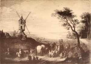 Landschap met windmolen door Jan Brueghel the Elder