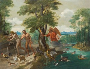 Adam en Eva in het paradijs door Jan Brueghel the Younger