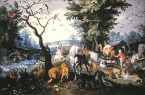 De dieren die de ark van Noach binnengaan door Jan Brueghel the Younger