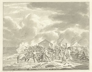 De overstroming van de Diemerzeedijk bij Amsterdam, 1776 door Jan Bulthuis (signed by artist)