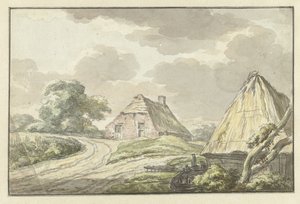 Boerenhuis aan de splitsing van een landweg door Jan Bulthuis