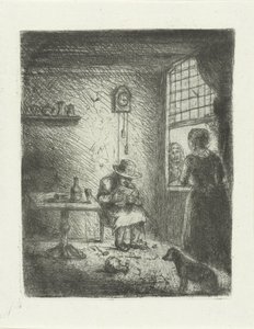 Interieur met lezende man