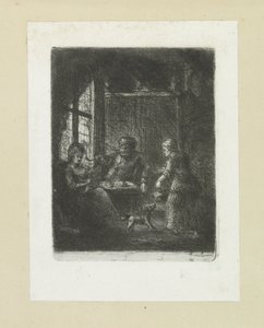 Woonkamer met paar door Jan Chalon