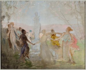 Schets voor het schilderij „Optocht rond het standbeeld van Venus van Milo“ door Jan Ciągliński