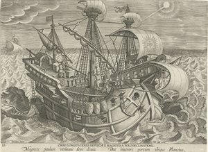 Bepalen van de lengtegraad door middel van een kompas door Jan Collaert (II) (attributed to)