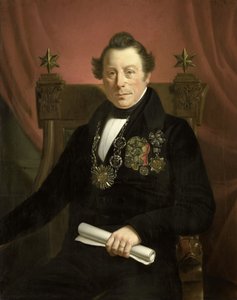Portret van Coenraad van Hulst, acteur, als voorzitter van de kunstbevorderende vereniging VW in Amsterdam (vernoemd naar de oprichters Casper Vreedenberg en Jan van Well)