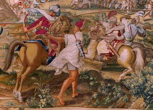 De aanval op La Goleta (Ataque a la Goleta). Vierde wandtapijt in de serie. 1543-1548. door Jan Cornelisz Vermeyen