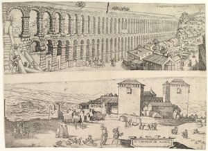 Het aquaduct van Segovia en het kasteel van Madrid